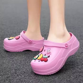 Hot Sale Summer Women Street Slippers Thick Platform Non-Slip Cartoon Sandals Female Beach Sandals Ladies Shoes Indoor Outdoor 36