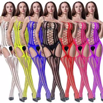 Горячая распродажа: Платье-сетка в вертикальную полоску с нагрудником на подтяжках, полыми носками и пижамой с открытой ластовицей. Luxury Pack (Color paper card)