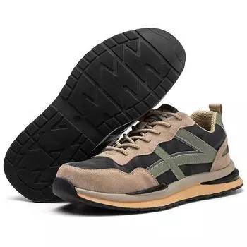Hot Sale Wholesale Anti Slip Steel Toe Work Shoes Men Lightweight Casual Shoes Waterproof 37 хаки