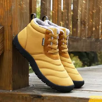Hot Sale Winter 2024 Snow Boots Men Fashion Yellow High top Cotton Shoes Comfortable Warm Ankle Boots Men Women Fur Boot Size 46 35