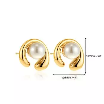 Hot Sale Women s Earrings Geometric Metal Circles Pearl Set Design Stud Earrings Versatile Fashion Earrings Women