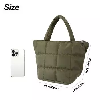 Hot Sale Women s Handbag Large Capacity Simple Versatile Plaid Cotton Clothing Bag Fashion Shopping Quilted Handbag чёрный