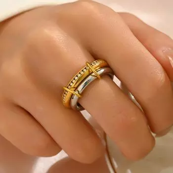 Hot Sale Women s Ring Geometric Stacked with Zircon Design Ring Versatile Premium Jewelry Women