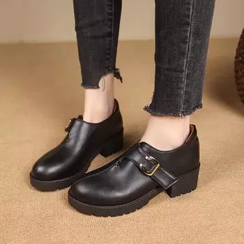 Hot Sale Women s Shoes Belt Buckle Women s High Heels Fashion Round Toe Office and Career New Plus Size Solid Heels Women 36 хаки