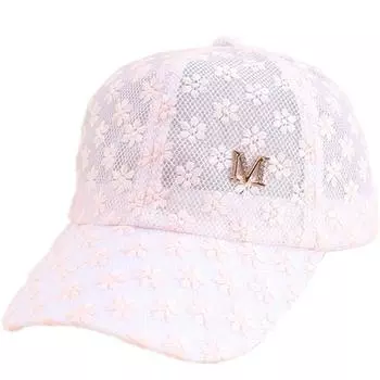Hot Sale Y2K Women Lace M Letter Sunscreen Breathable Cap Female Outdoor Adjustable Streetwear Summer Trucker Hat 54cm-60cm розовый