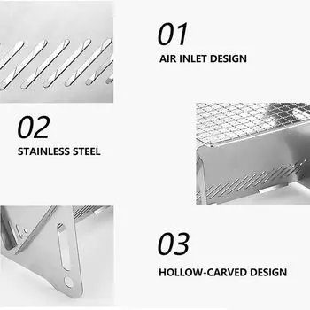 [Hot Sales] Barbecue Grill Heating Stores Multi-Function Camping BBQ Grill Rack Net Firewood Stove Stainless Steel BBQ Grill белый