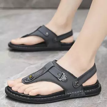 Hot sales Brand Men s Sandals Flip flop Summer Luxury Sandals Outdoor Men Beach Shoes Sandals Comfortable Travel walking shoes 38 чёрный