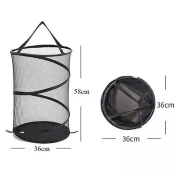 Hot Sales Large Capacity Polyester Net Transparent Storage Basket Storage Bucket Folding Dirty Clothes Basket