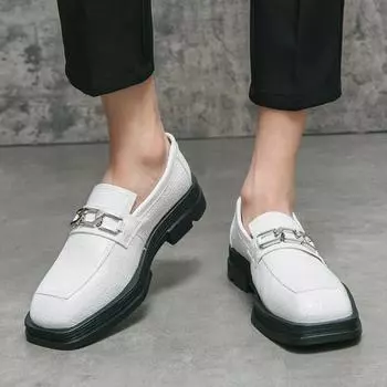 Hot sales White Men Leather leisure business Shoes Loafers Trendy designer style Party and office outdoor men s shoes New 37 чёрный