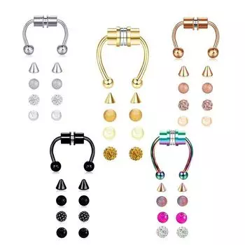 Hot selliing Piercing Stainless Steel High Quality Nose Ring Non Piercing Fake Septum Clip Popular Hot Sale Fake Nose Ring Magnet Fashion Jewelry