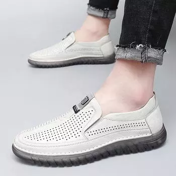 Hot Selling Brand Men s Genuine Leather Shoes Thick Soled Men s Business Casual Shoes Fashionable Men s Outdoor Sports Shoes 38 бежевый