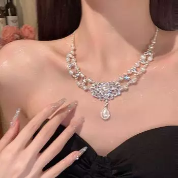 Горячая распродажа ожерелья с кулоном в форме французской капли, легкая роскошь, ретро, стиль принцессы, дворцовый, цепочка для ключицы