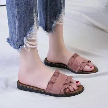Hot selling girls fashion wear casual cool slippers wish new elegant flat and comfortable 35 жёлтый