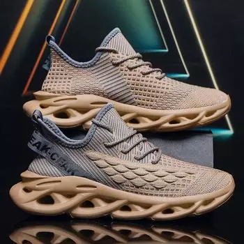 Hot-selling large-size fish scale fly-weaving sports summer platform trend men s high-quality cold sticky coconut men s shoes 40 хаки