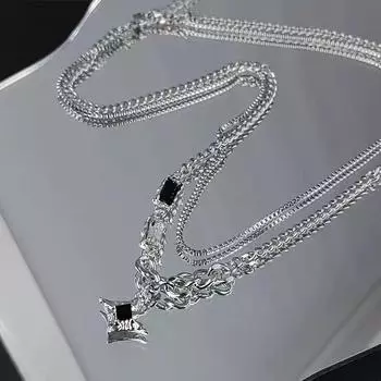 Hot selling Mangxing double-layer necklace with hip-hop design, niche and personalized accessories