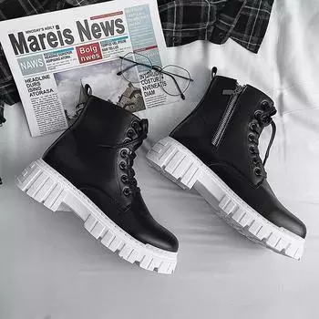 Hot-selling Martin boots men s 2025 new side zipper tooling shoes leather upper high-top boots autumn and winter men s shoes 39