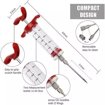 Hot Selling Meat Injector Syringe With 3 Marinade Injector Needles For BBQ Grill Turkey Injector Kit Marinade Flavor Injector