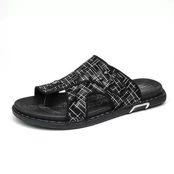 Hot Selling Men s Beach Shoes Europe America Handmade Soles Camping Shoes Men s Home Casual Slippers Fashionable Gold Color 39 чёрный