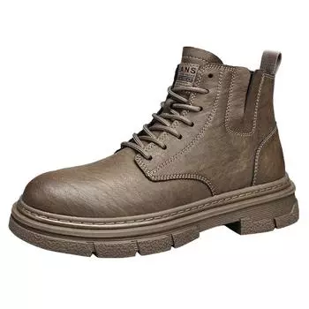 Hot Selling Men s Genuine Leather Boots Europe America Khaki Work Boots Men s Office Business Boots Classic Casual Short Boots 39 чёрный