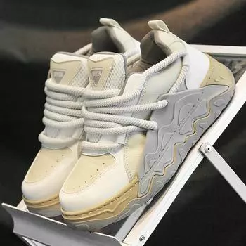 Hot selling men s personalized white shoes, fashionable thick soled sports shoes, campus style, student casual running shoes 39