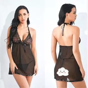 Новое сексуальное нижнее белье, лидер продаж, сексуальная черная сетчатая ночная сорочка с прозрачными вставками S