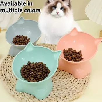 Hot-selling pet cat and dog bowl tall bowl neck guard cat pet bowl anti-tipping double-eared washable pet feeding bowl серый
