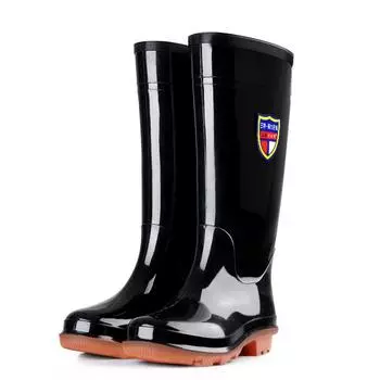 Hot Selling PVC Jungle Adventure Construction Site Black Motorcycle Boots Wellington Rain Boots Wholesale 40 чёрный