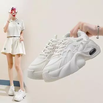 Hot selling Spring and Autumn Women s Fashionable Trendy Breathable Casual Shoes Thick soled Comfortable Running Sports Shoes 35 бежевый