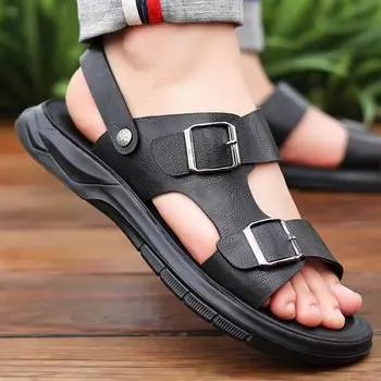 Hot Selling Summer Men s Sandals Beach Shoes Outdoor Leisure Shoes Men s Camping Shoes Breathable Hiking Shoes Massage Soles 38 чёрный