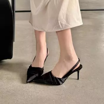 Hot Selling Summer Women s Shoes Solid Color Pointed Toe Stiletto Large Size Banquet Wedding One-line Buckle Women s High Heels 35 абрикосовый