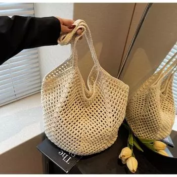 Hot-selling women s bags, shoulder bags, straw woven bags, woven bags, large-capacity women s armpit bags, shoulder tote bags. покинуть белый
