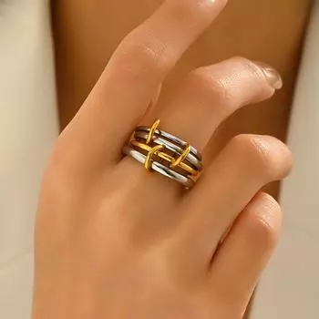 Hot selling women s rings geometric stacking design high-end ring niche jewelry women