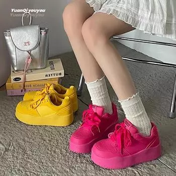 Hot selling women s skateboard shoes in spring/autumn fashionable and trendy casual shoes thick soled comfortable sports shoes 35 синий