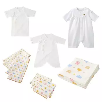HOT Starter Set Boys Girls Newborn Baby Clothes White Free [MIKIHOUSE BISCUITS] Весна/Лето 74-9966-498 белый