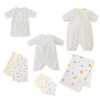 HOT Starter Set Patterned Boys Girls Newborn Baby Clothes Multicolor Free [MIKIHOUSE BISCUITS] Spring/Summer 74-9967-491