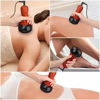 Hot Stone Electric Gua Sha Massager Natural Bianstone GuaSha Scraping Back Neck Face Massage Relax Muscles Skin Lift Care Spa EU Plug слоновая кость