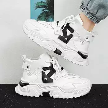 Hot Style Men s Casual Shoes Trendy All-match Shoe for Men Ankle Boots MensThick Bottom Height-increasing Casual Sneakers Man 39 бежевый