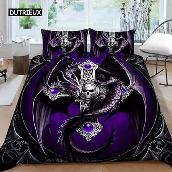 Hot Style Soft Bedding Set 3d Digital Skull Printing 23pcs Duvet Cover Set with Zipper Single Twin Double Full Queen King EU Single 135x200cm