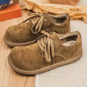 Hot Suede Trend Sneakers Men Flats Retro Round Head Men’s Casual Sneakers Comfy Lace-Up Man Designer Shoes Zapatillas Informales 39