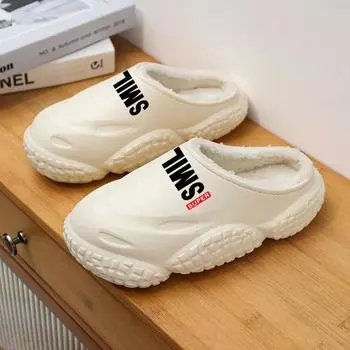 Hot Tire Bottom Couple s Slippers Winter Plus Velvet Warm Anti-slip Slipper for Men and Women Trendy All-match Popular Model 36-37 чёрный