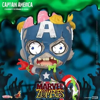 Hot Toys Cosbaby Marvel Comics Marvel Zombies Captain America Размер S Фигурка Синяя Немасштабная синий