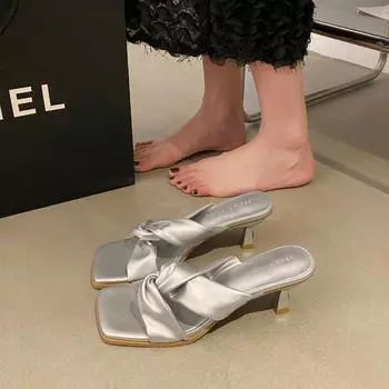 Горячие прозрачные туфли на высоком каблуке женские летние женские тапочки модные золотые открытые носки женские сандалии 35 бежевый