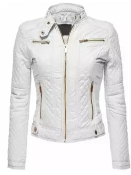 HOT Trendy Women Stylish Jacket White Leather Lambskin Handmade Casual Soft Fit S белый