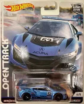 Hot Wheels Acura NSX GT3 #45 Premium 2019 Real Riders Pop Culture Open Track Series 1:Коллекционная литая модель автомобиля в масштабе 64