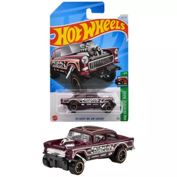 Hot Wheels Basic Car 55 Chevy Bel Air Gasser Vehicle Toy Mini Car for Ages 3 and Up Red HXR01
