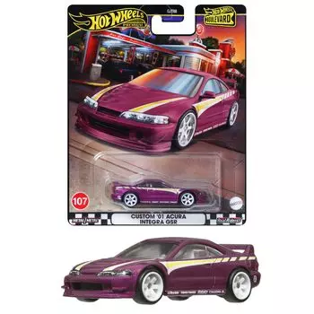Hot Wheels Boulevard Custom 01 Acura Integra GSR Vehicle Игрушечная мини-машинка для детей от 3 лет и старше Фиолетовый HRT77