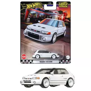 Hot Wheels Boulevard Mazda 323 GTR игрушечная мини-машинка для детей от 3 лет и старше, белая HRT59