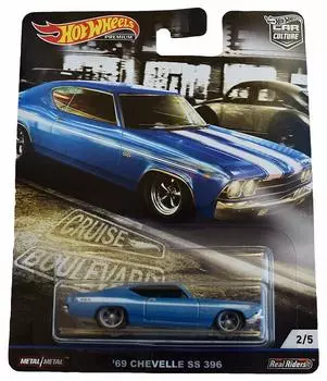 Hot Wheels Car Culture Cruise Boulevard 69 Chevelle SS 396 25, синий