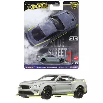 Hot Wheels Car Culture Slide Street 2018 Ford Mustang RTR Spec 5 игрушечный мини-автомобиль для детей от 3 лет и старше серый HKC85