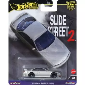 Hot Wheels Car Culture Slide Street Nissan 240SX игрушечный мини-автомобиль для детей от 3 лет и старше, серебристый HKC83 (S14)